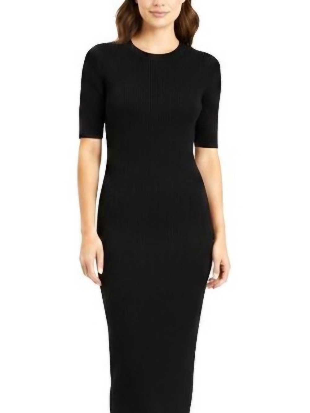 J. Crew Black Ribbed Midi Dress with Elbow Sleeves Size XXL